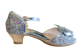 Prinsessen schoenen zilver glitter strikje