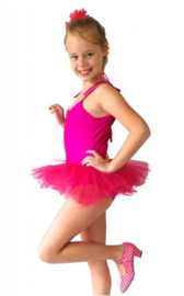 Balletpakje tutu met striklinten fuchsia roze