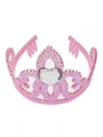 Tiara / kroontje roze met hartje