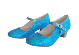 Spaanse schoenen blauw Glamour glitterhartje