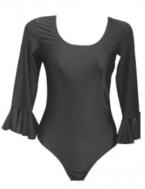 Flamenco body meisjes zwart - met 3/4 mouw