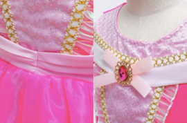 Prinsessen kleedje fel roze Luxe met broche + GRATIS kroon