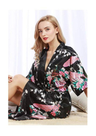 Chinese Kimono zwart met opdruk dames