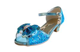 Prinsessen schoenen blauw glitter strikje