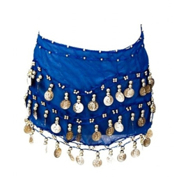 Spaanse dansdoek met muntjes, blauw