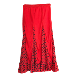 Spaanse flamenco rok meisjes rood zwarte stippen