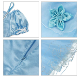 Prinsessenkleedje licht blauw + broche en GRATIS kroon