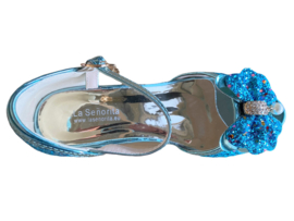 Prinsessen schoenen blauw glitter strikje