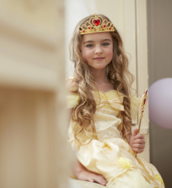 Prinsessenjurk licht geel Luxe + GRATIS kroon