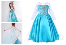 Elsa jurk blauw met ster + GRATIS kroon