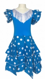 Spaanse flamenco jurk Niño blauw wit