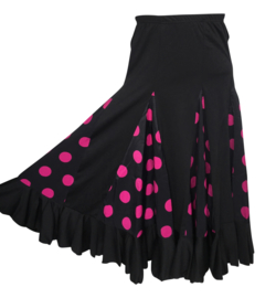 Spaanse flamenco rok meisjes zwart met roze stippen