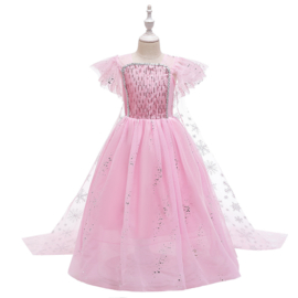 Elsa jurk licht roze Classic Deluxe + GRATIS kroon