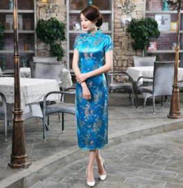 Chinese jurk verkleed jurk blauw valt klein bestel een maat groter