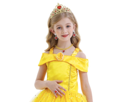Prinsessen set geel- ketting, armband, oorbellen + ring
