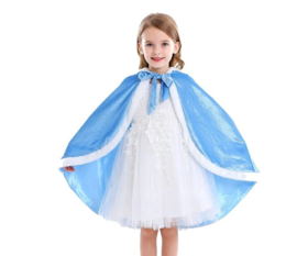 Prinsessen cape blauw + GRATIS kroon