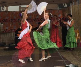 Spaanse flamenco waaier wit GROOT,  hout en stof