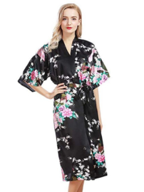 Chinese Kimono zwart met opdruk dames