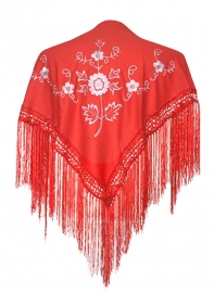 Spaanse manton/omslagdoek rood/wit SMALL