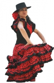 Flamenco jurk / Spaanse jurk dames zwart rood