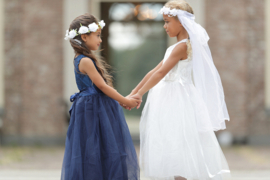 Communie kleedje prinsessenjurk wit + bloemenkrans