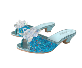 Prinsessen slipper blauw glitter