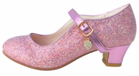 Spaanse schoenen roze Glamour glitterhartje