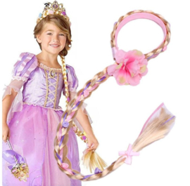 Prinsessen haarvlecht/haarband roze paars
