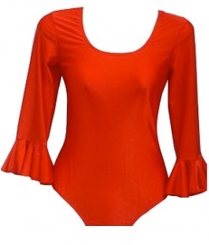 Flamenco body dames, rood - met 3/4 mouw