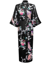 Chinese Kimono zwart met opdruk dames