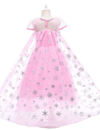 Elsa jurk sneeuwvlok Luxe roze + GRATIS kroon