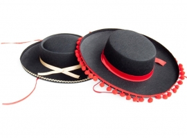 Spaanse sombrero zwart met rood  kind of volwassenen