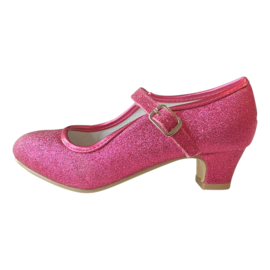 Spaanse schoenen fuchsia roze glitter