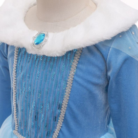 Elsa jurk cape bontkraag Luxe + GRATIS kroon