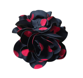 Haarbloem zwart met rode stippen Luxe