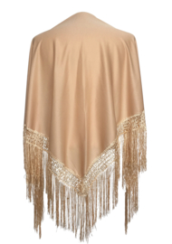 Spaanse manton/omslagdoek effen beige