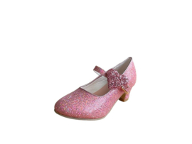 Spaanse schoenen roze glitter hart Deluxe