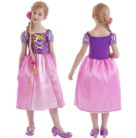Prinsessenkleedje roze paars + broche en haarband