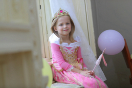 Prinsessenkleedje Royal Queen Deluxe roze goud + kroon
