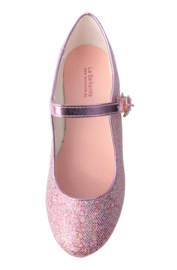 Spaanse schoenen roze Glamour glitterhartje