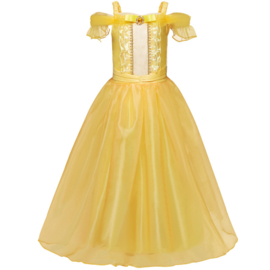 Prinsessenkleedje Bella geel Luxe + GRATIS handschoenen