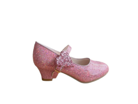 Spaanse schoenen roze glitter hart Deluxe