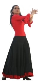 Flamenco body dames, rood - met 3/4 mouw