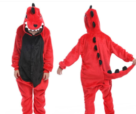 Onesie Dinosaurus huispak rood + GRATIS hanger