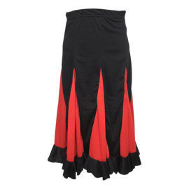 Spaanse flamenco rok meisjes zwart met rode stroken