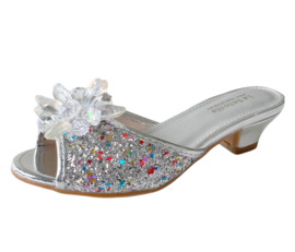 Prinsessen slipper zilver glitter