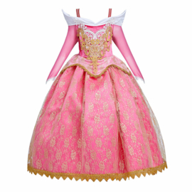 Prinsessenjurk Royal Queen Deluxe roze goud + kroon