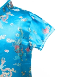 Chinese jurk verkleed jurk blauw valt klein bestel een maat groter