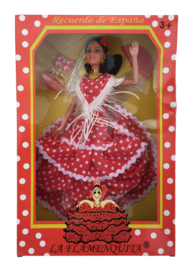 Spaanse barbie pop Flamenco rood wit