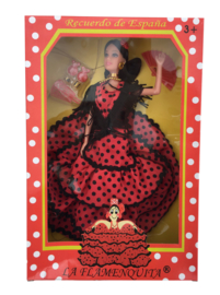 Spaanse barbie pop Flamenco rood zwart